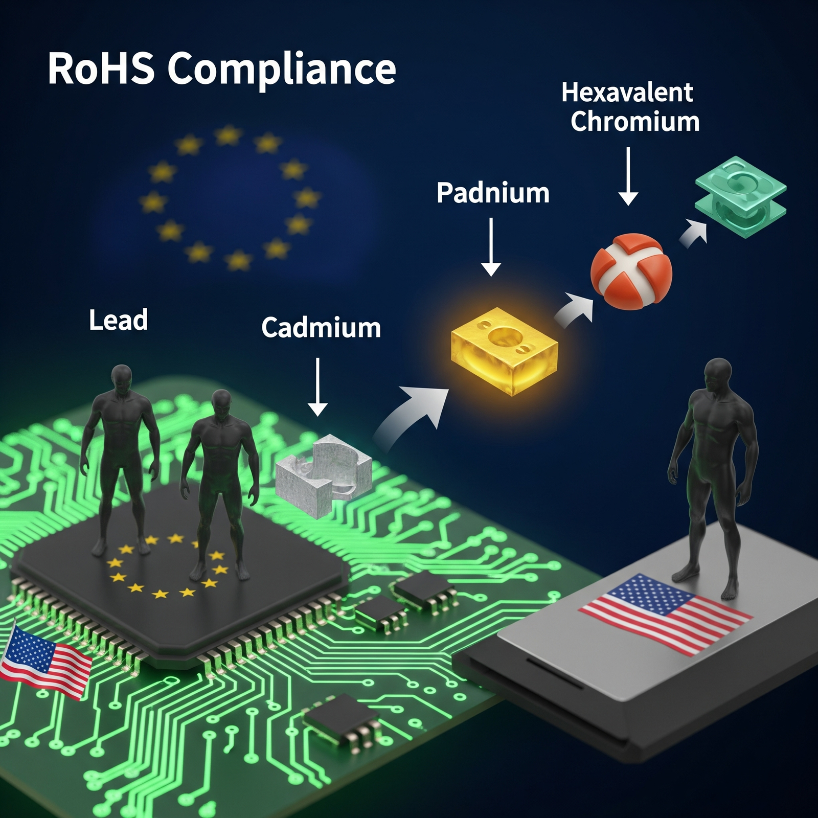RoHS compliance icons and regulated metals