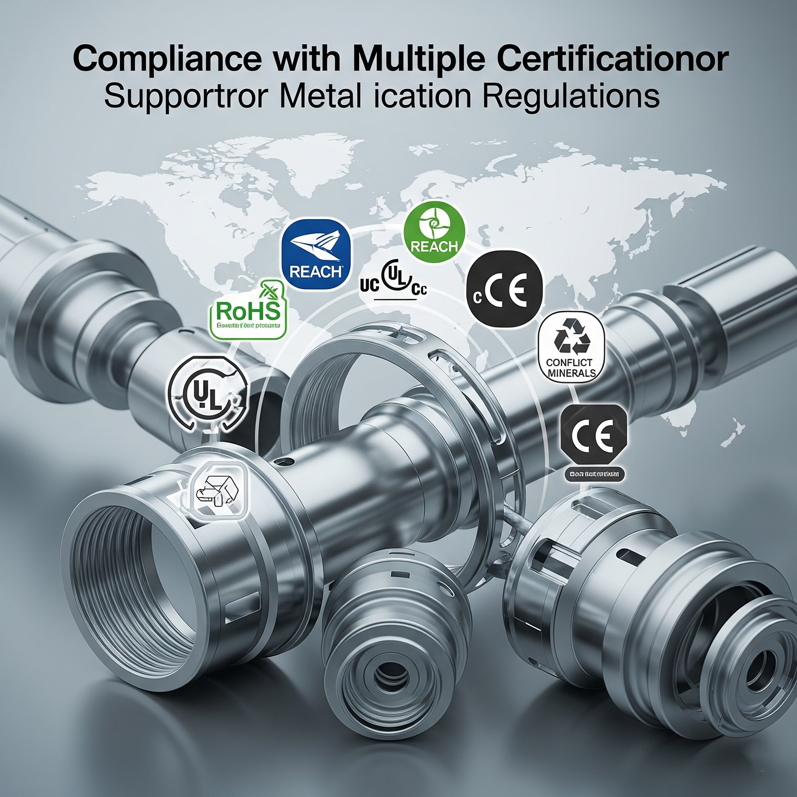 Global compliance logos (RoHS, REACH, CE, UL)