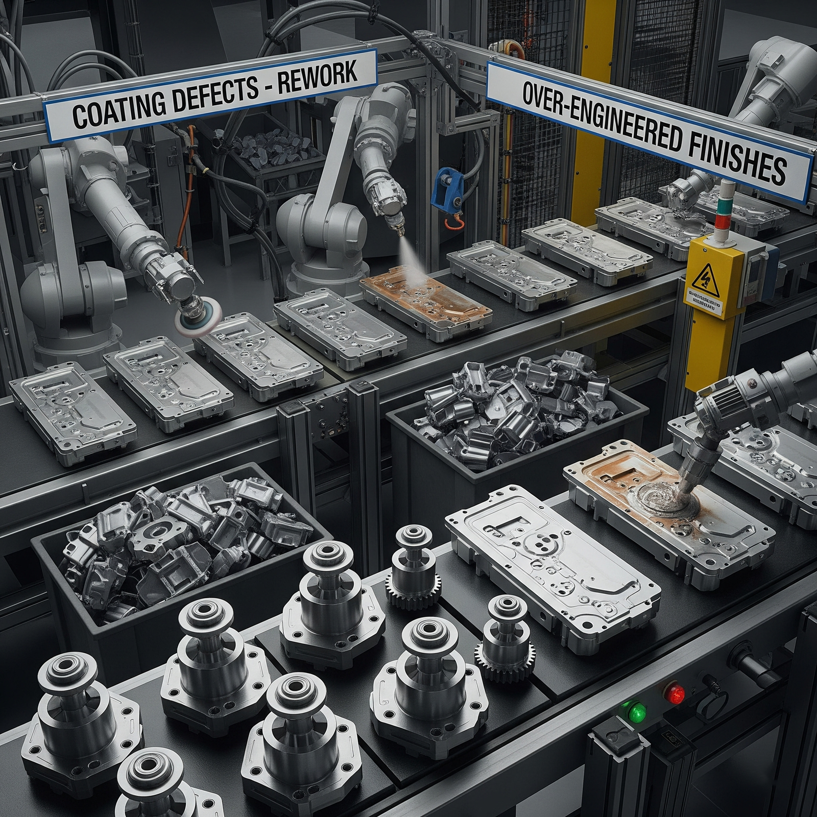 Metal parts in finishing line