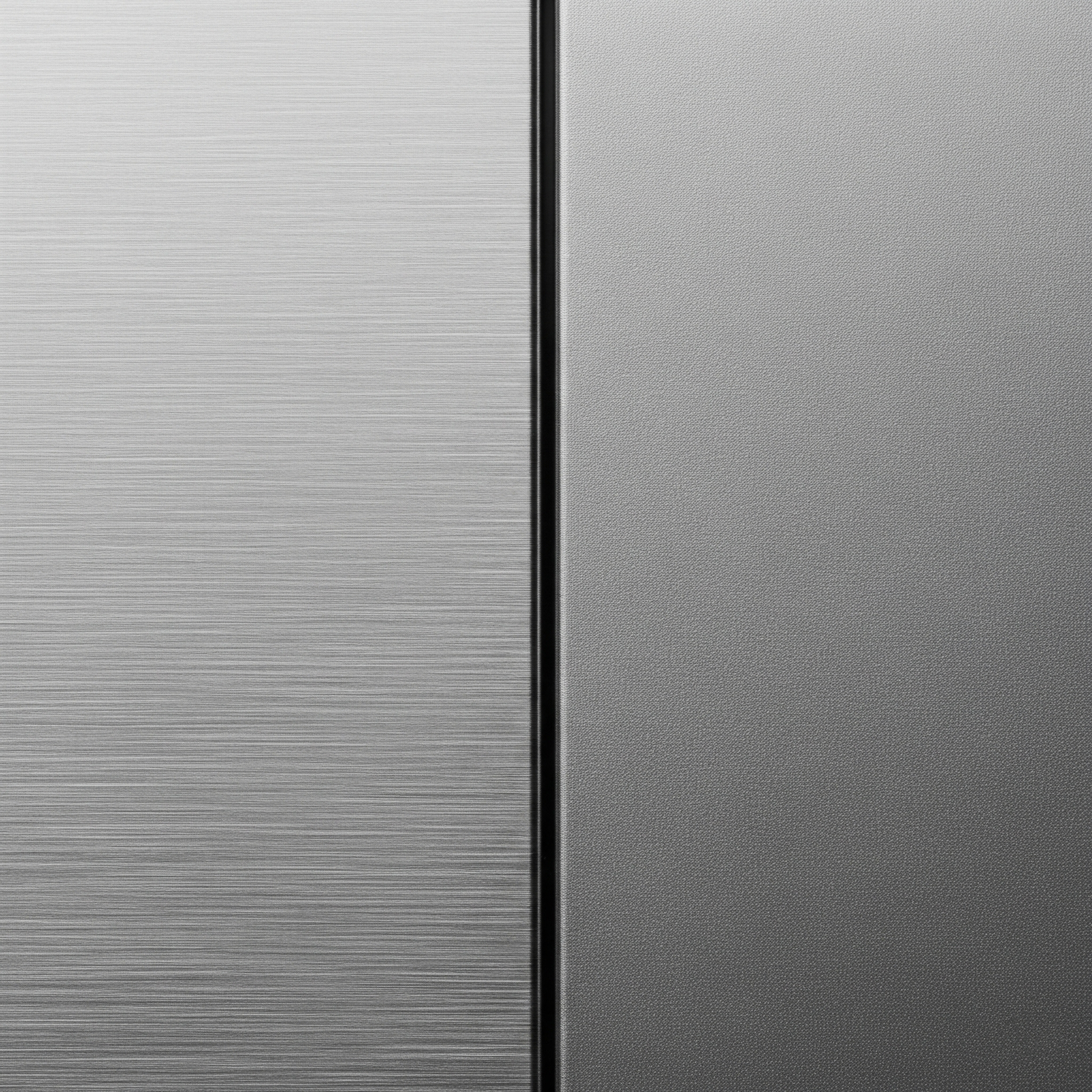 Close-up of brushed and matte finishes side-by-side
